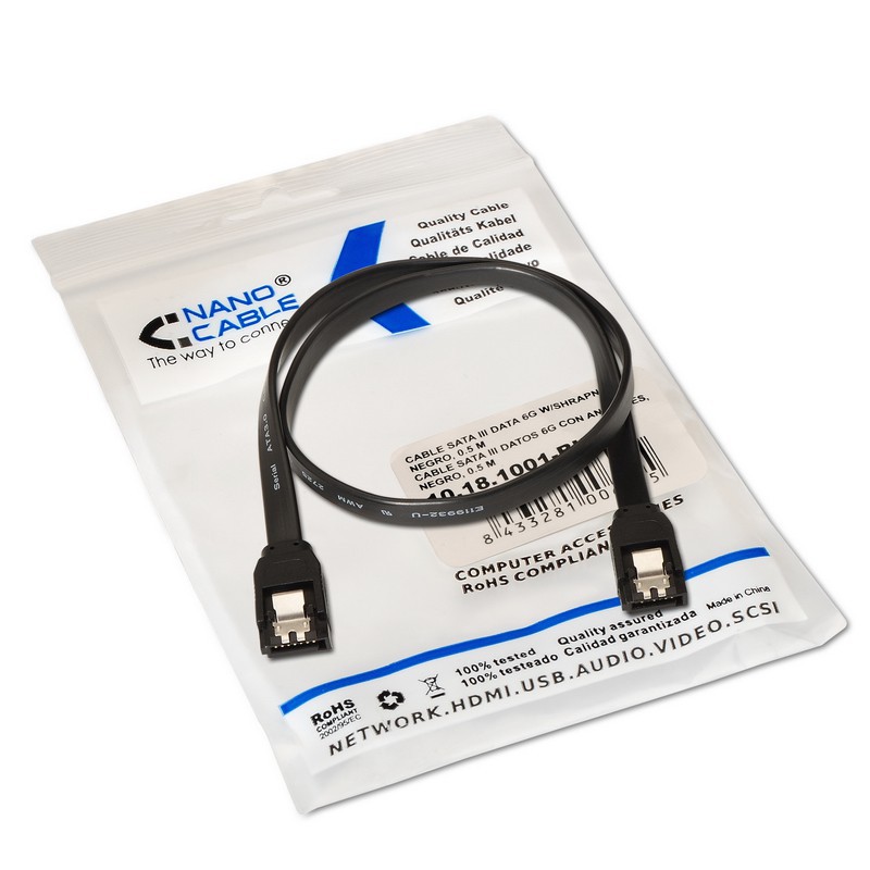 Cabo Sata 3 Nanocable 0.5M 6Gbs Preto 2