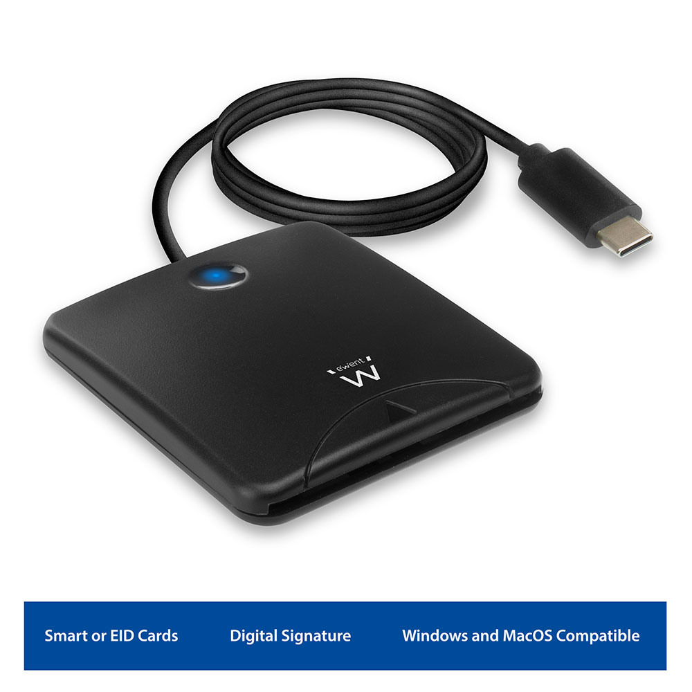 Leitor Carto eID / Smart Card Ewent EW1055 USB-C Preto 3