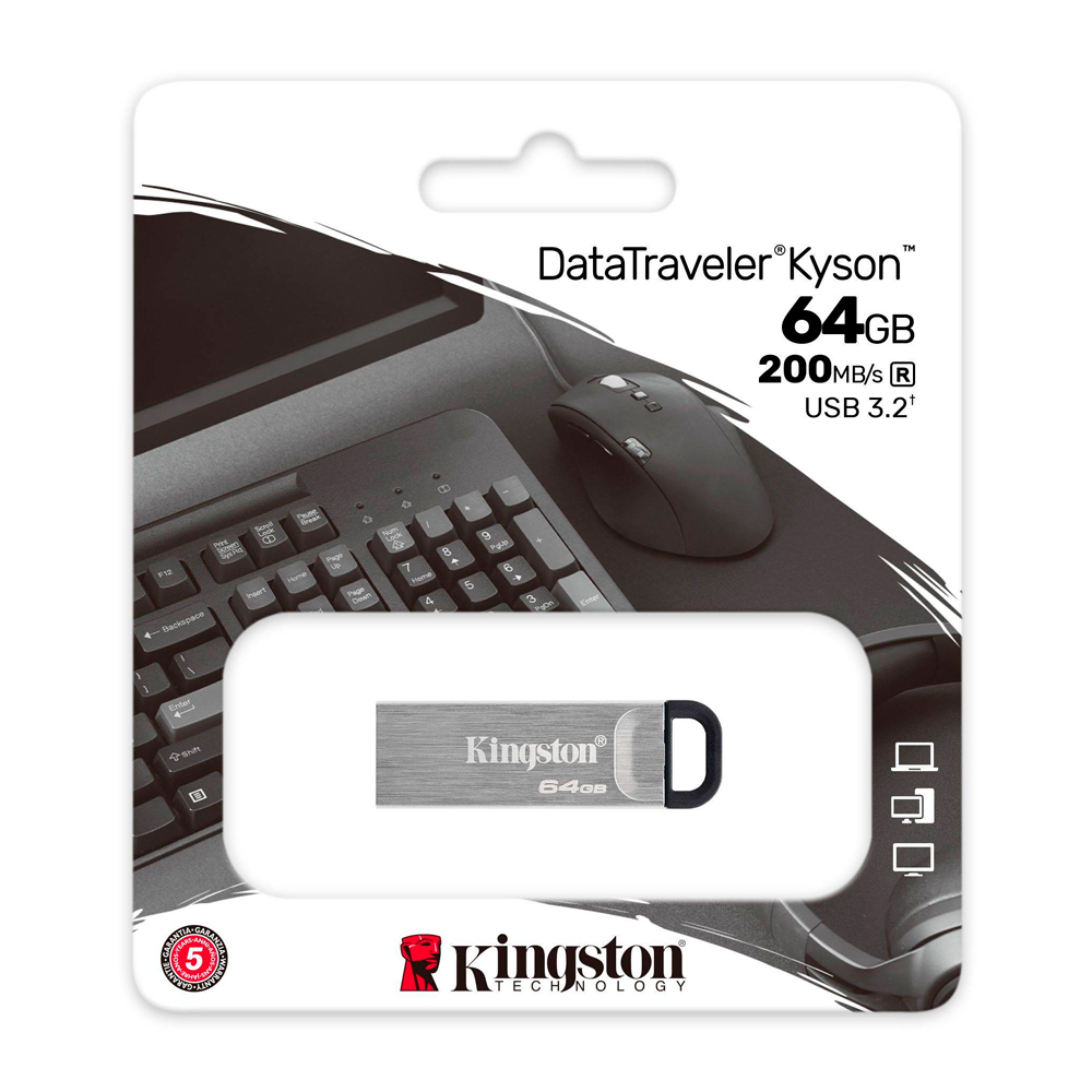 Pen Drive Kingston DataTraveler Kyson 64GB USB 3.2 Preta 3