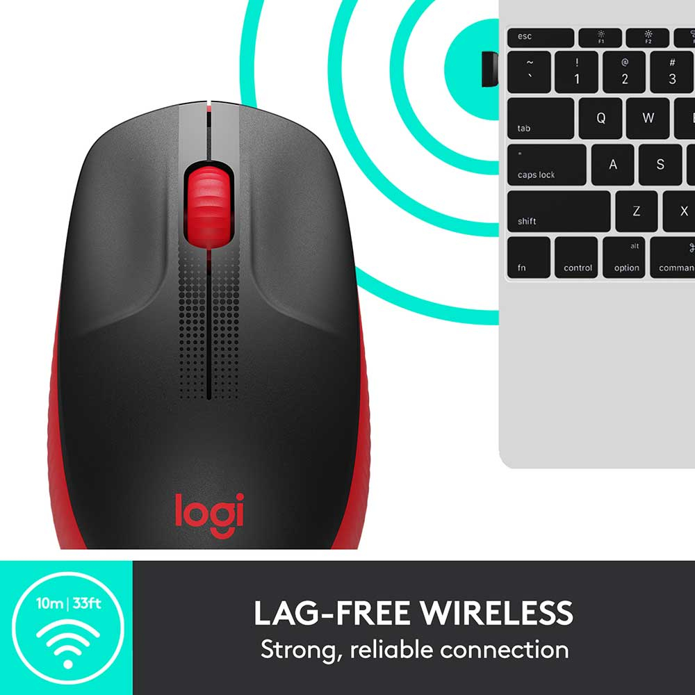 Rato ptico Logitech M190 Full-Size Wireless Mouse 1000DPI Vermelho 3