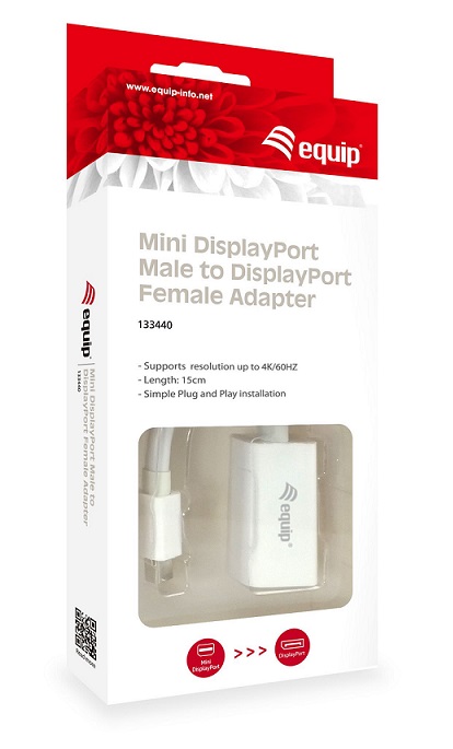 Adaptador Equip Mini-DisplayPort para DisplayPort - Branco 4