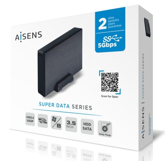 Caixa Externa 3.5 Aisens ASE-3530B SATA I/II/III a USB 3.1 4