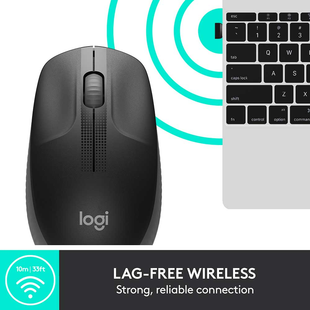 Rato ptico Logitech M190 Full-Size Wireless Mouse 1000DPI Preto 3