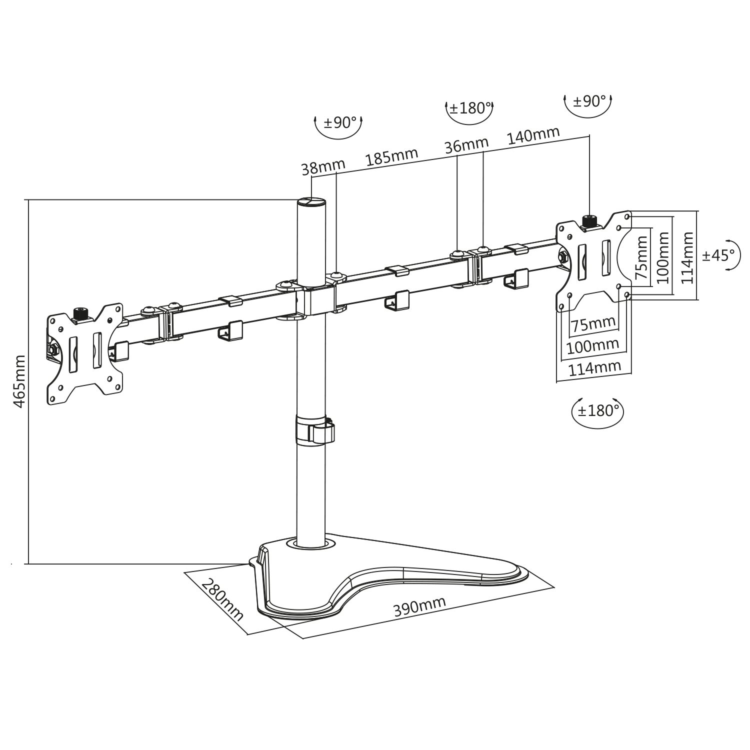 Suporte de Monitor Ewent EW1536 para 2 Monitores 32 3