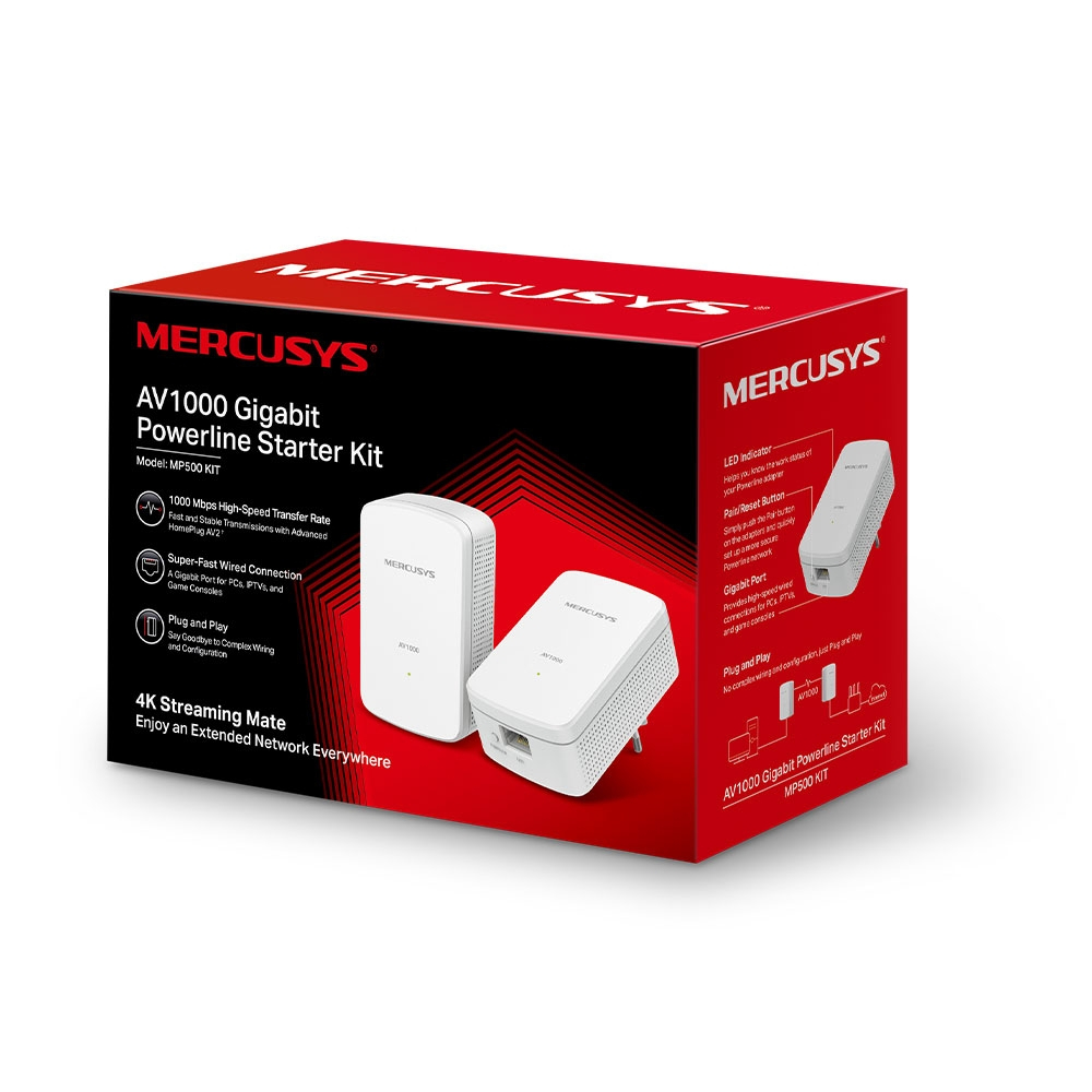 Powerline Mercusys MP500 AV1000 Gigabit Powerline Starter Kit 3