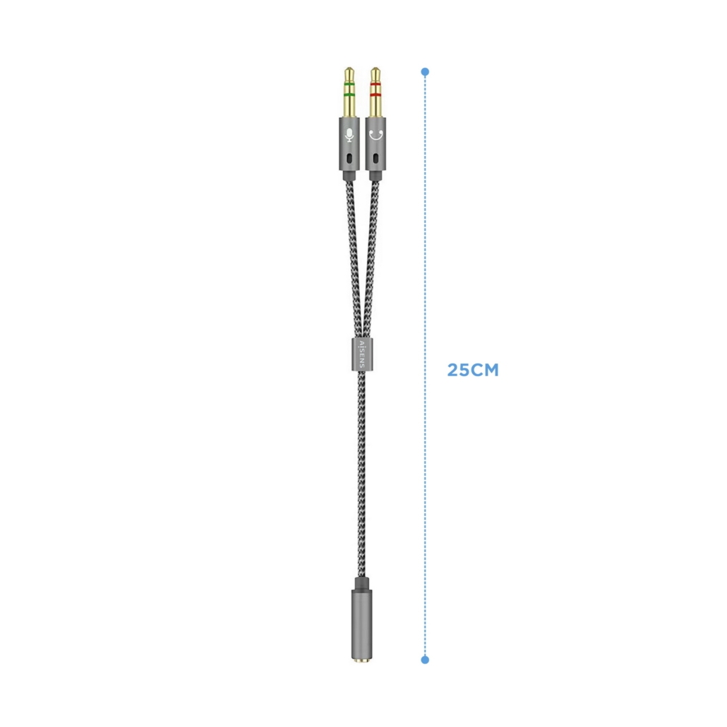 Cabo Aisens udio Jack 3.5mm F p/ 2 x udio Jack 3.5mm F 25cm Cinza 2