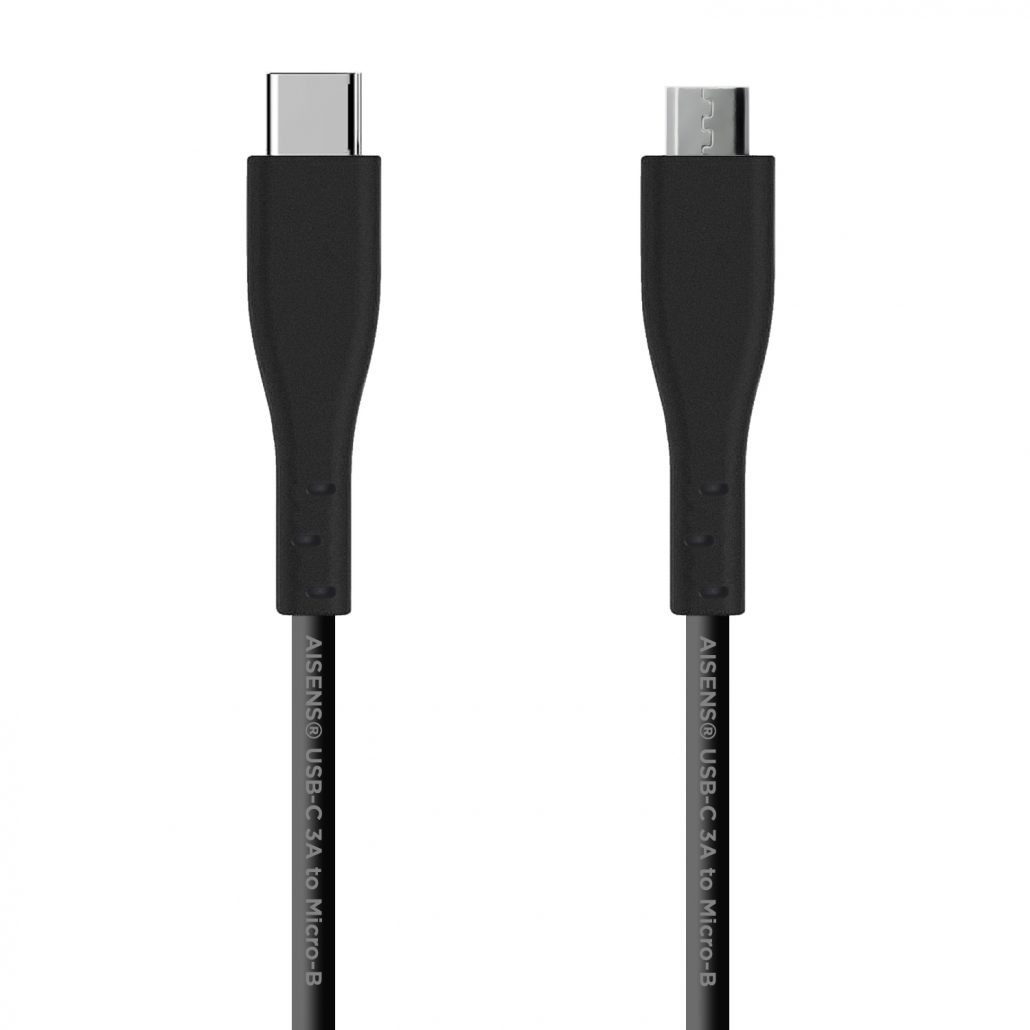 Cabo Aisens USB 2.0 3A, USB-C/M-Micro B/M, 1m Preto 1