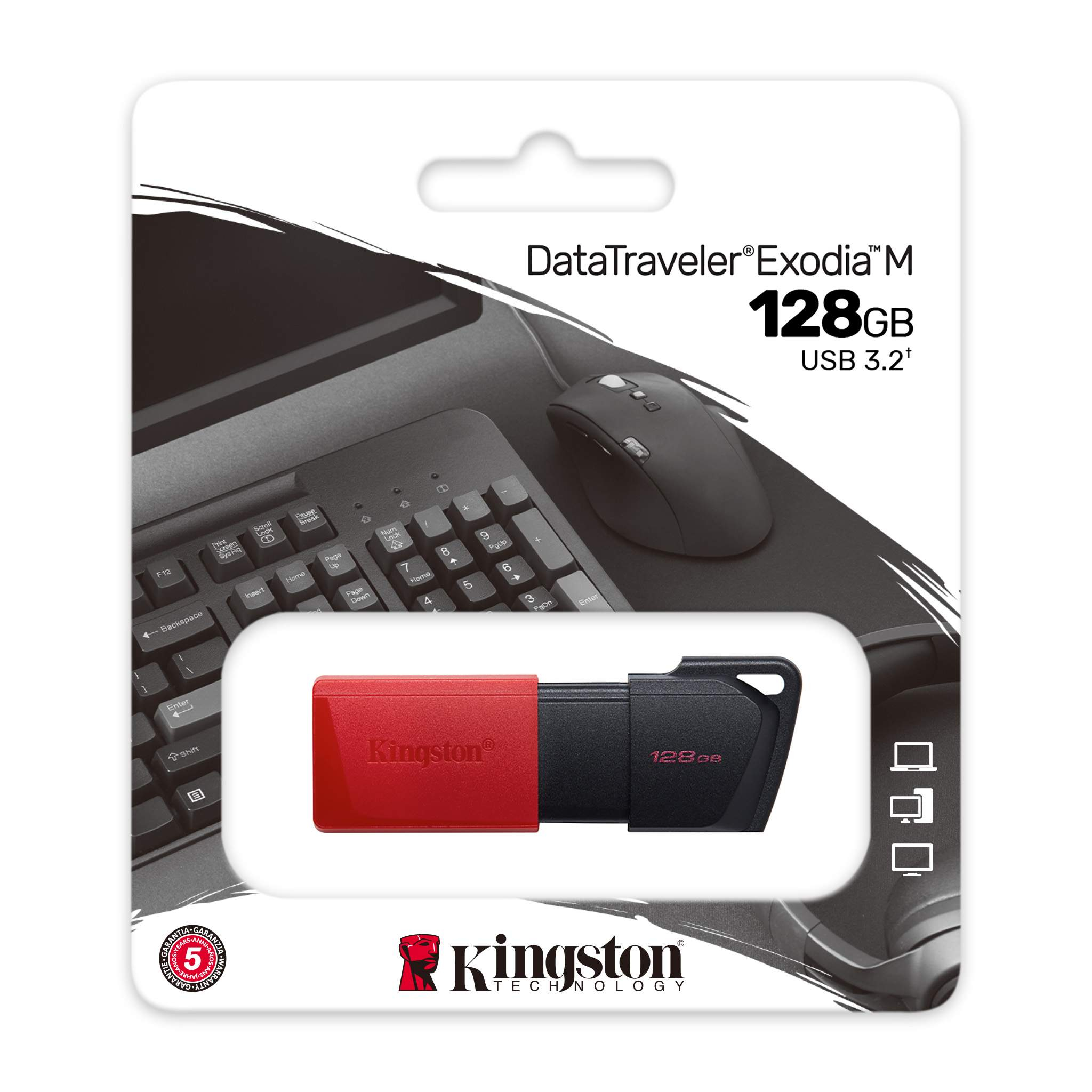 Pen Drive Kingston DataTraveler Exodia M USB 3.2 128GB Preta/Vermelha 3