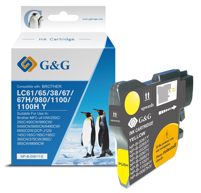 Tinteiro Compatvel G&G Brother LC980/LC1100 Amarelo 1