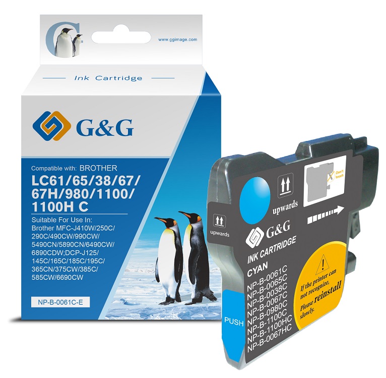 Tinteiro Compatvel G&G Brother LC980/LC1100 Azul 1