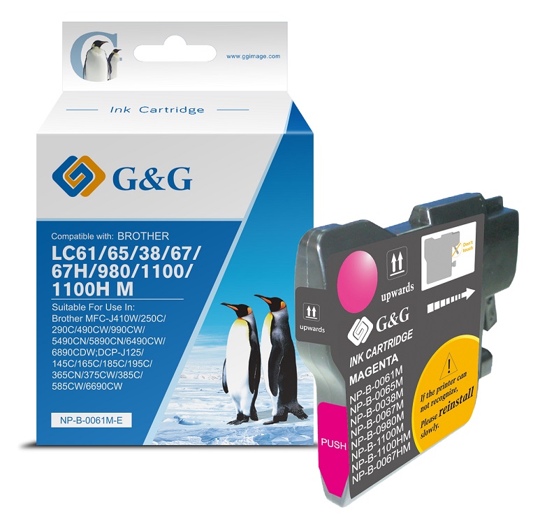 Tinteiro Compatvel G&G Brother LC980/LC1100 Magenta 1