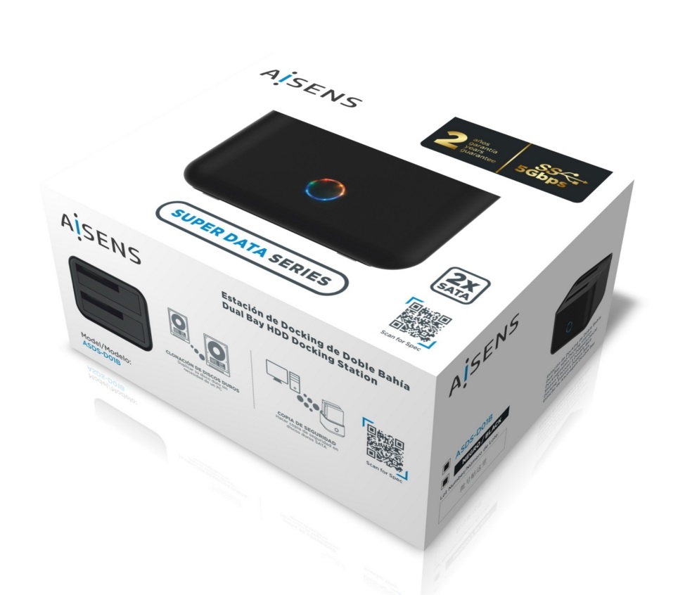 Dock Aisens ADS-D01B 2xSATA 2,5/3,5 USB 3.1 4