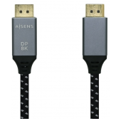 Cabo DisplayPort 1.4 Aisens M/M 8K 3m Malha Preto/Cinza image