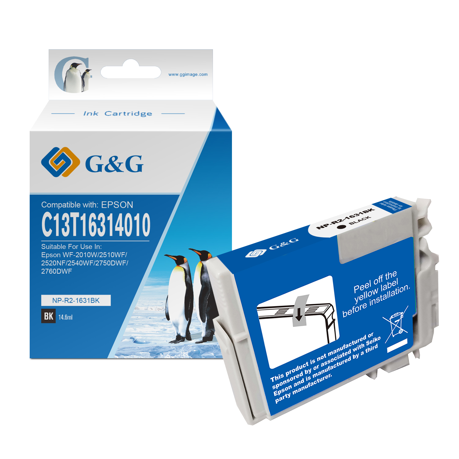 Tinteiro Compatvel G&G Epson T1631/T1621/T1681 XL Preto 1