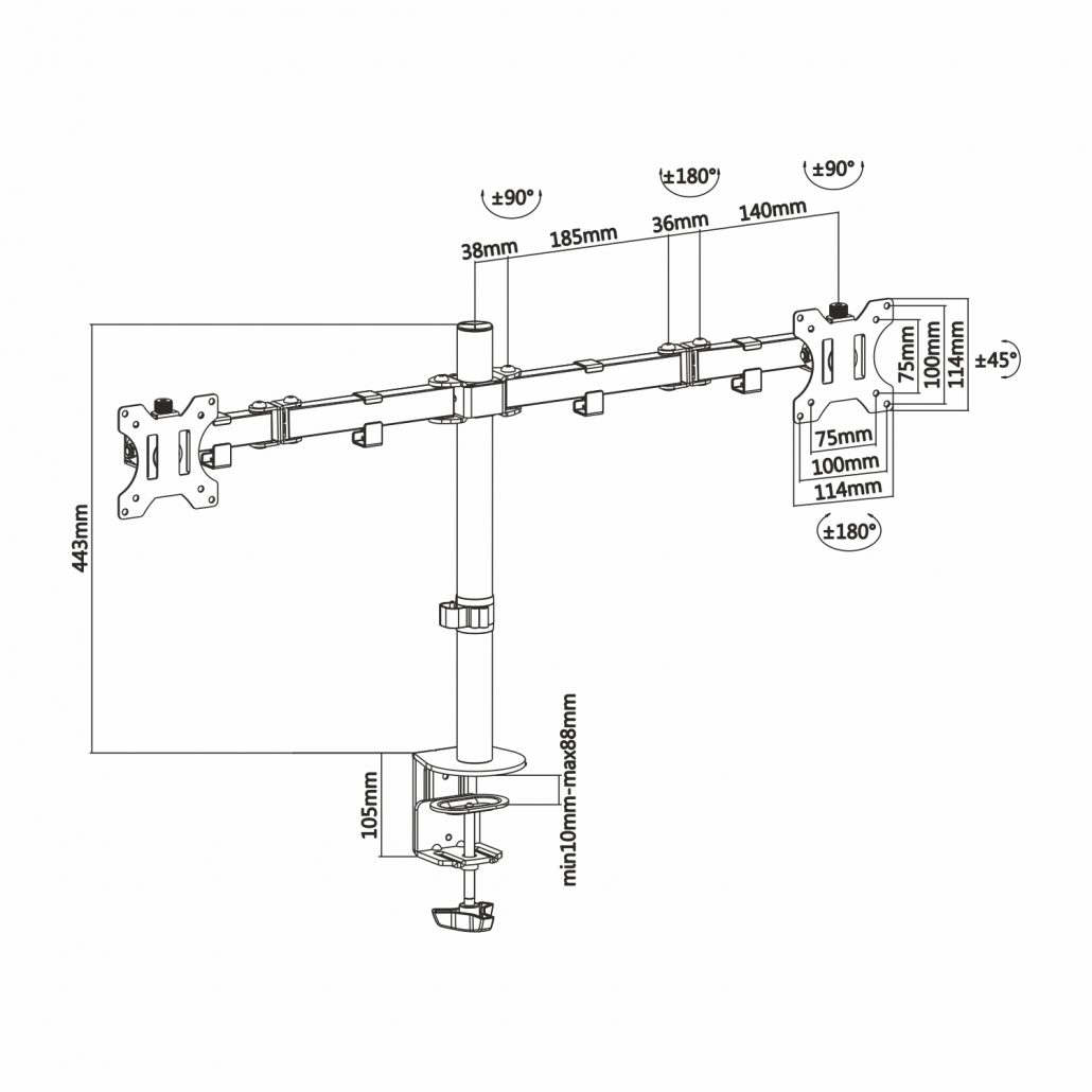 Suporte Aisens para 2 Monitores Eco (13-32) Preto 4