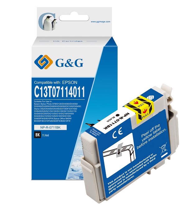 Tinteiro Epson G&G Compatvel T0711 / T0891 Preto 1