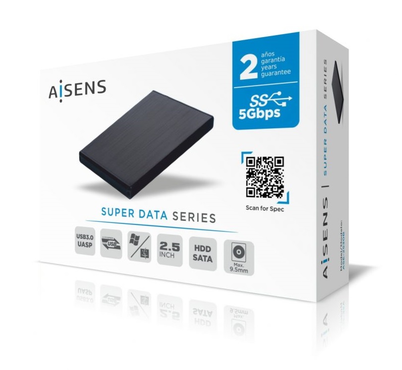 Caixa Externa Aisens ASE-2530B 2.5 HDD/SSD USB3.1 Preta 4