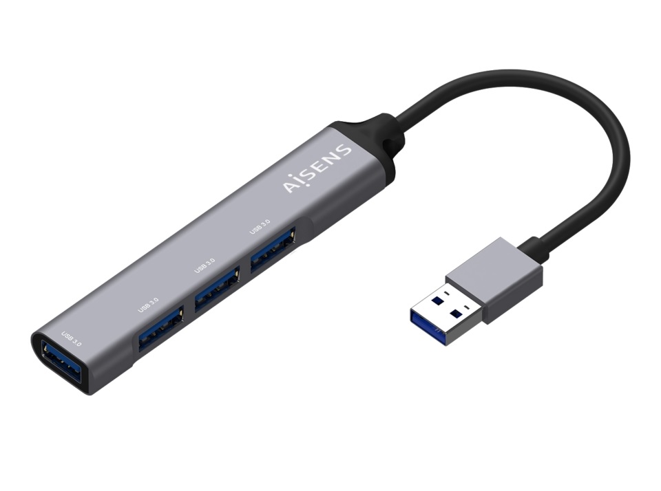 Hub USB 3.0 Aisens de 4 Portas, Alumnio, Cinza 1