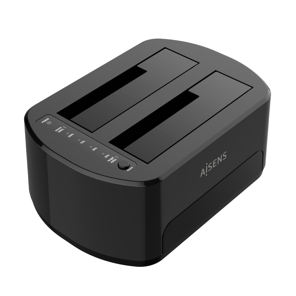 Dock Aisens ASDS-D02W 2xSATA 2,5/3,5 USB 3.1 Preto 1