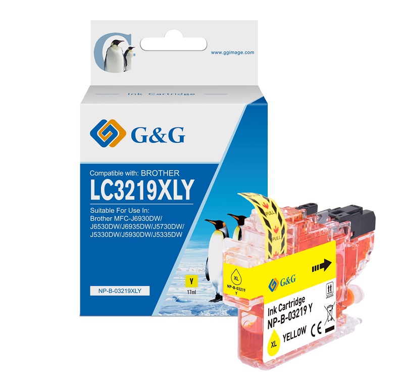 Tinteiro Compatvel Brother G&G LC3219 XL Amarelo 1