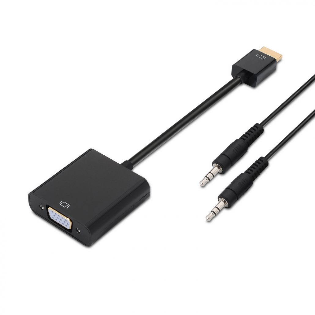 Adaptador Aisens HDMI-M p/ VGA-F 10cm + Jack 3,5 Preto 1