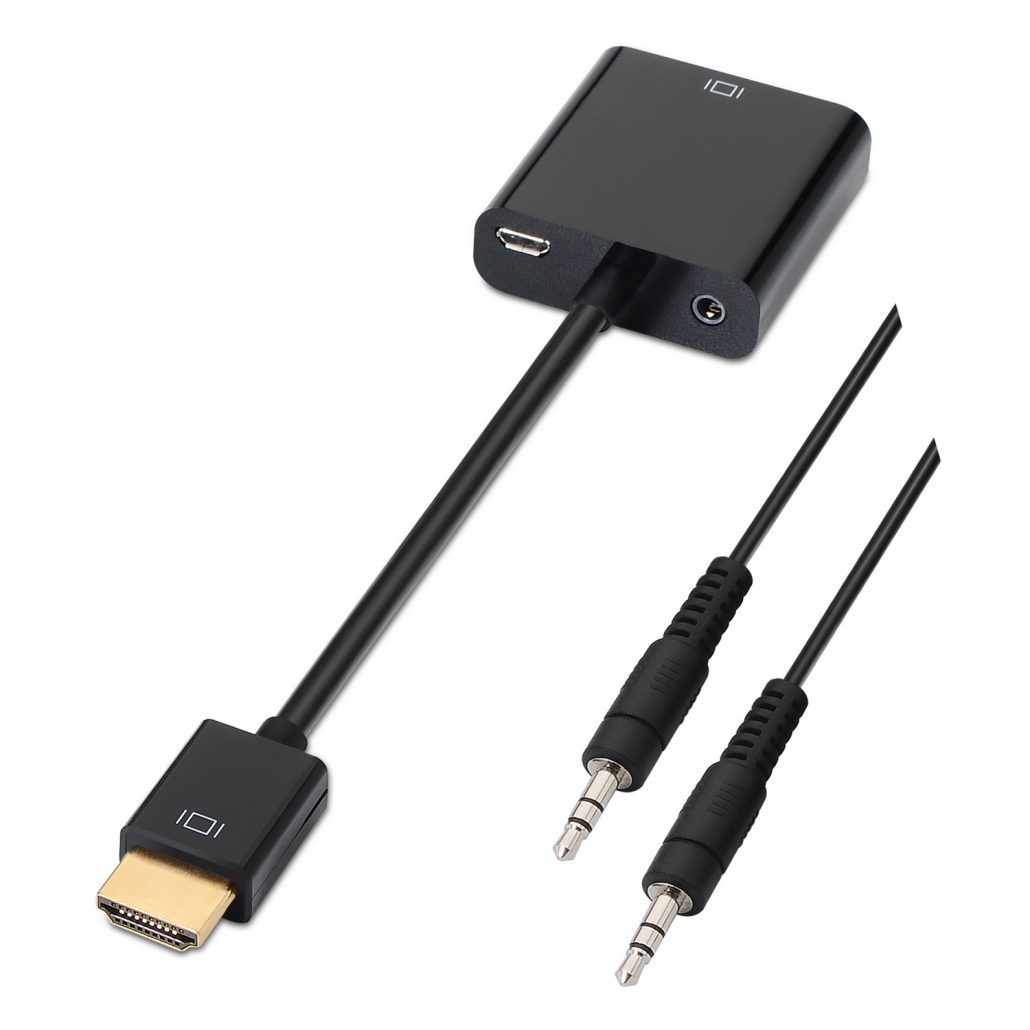 Adaptador Aisens HDMI-M p/ VGA-F 10cm + Jack 3,5 Preto 2