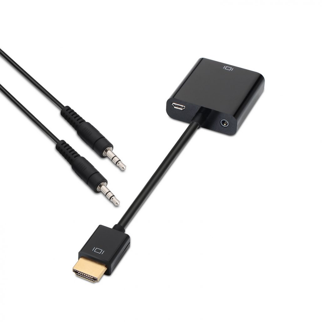 Adaptador Aisens HDMI-M p/ VGA-F 10cm + Jack 3,5 Preto 3