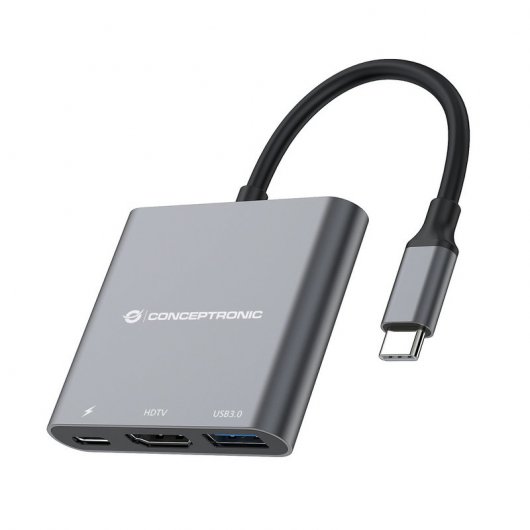 Docking Station USB-C Conceptronic para HDMI/USB3.0/USB-C PD 60W, 15 cm 1
