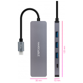 Hub Nanocable USB-C a 3xUSB3.0/F + 1xUSB-C/F Alumínio 10 cm, cinza image