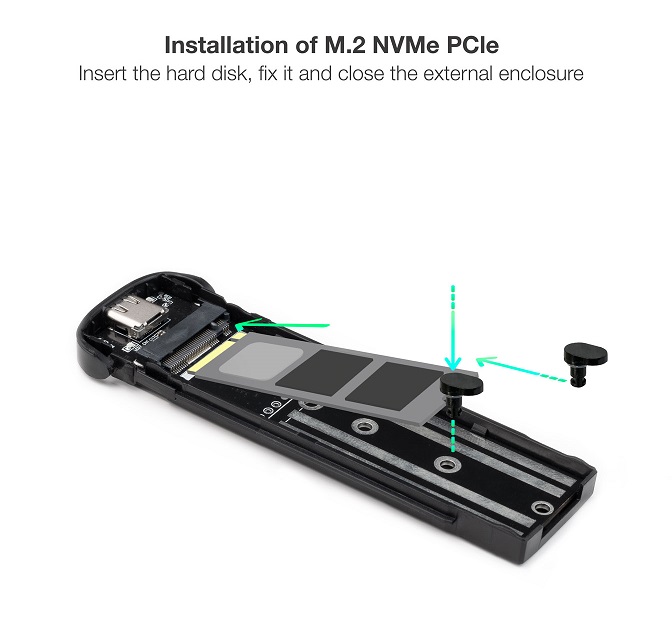 Caixa Externa TooQ para SSD M.2 NVMe, Preto 2