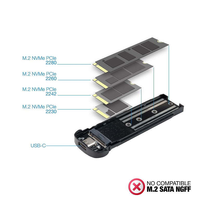 Caixa Externa TooQ para SSD M.2 NVMe, Preto 3