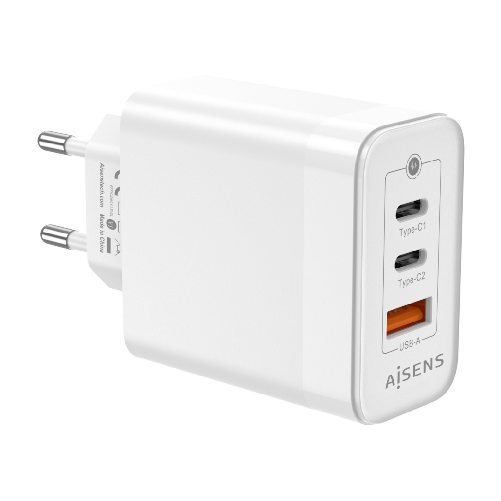 Carregador Aisens 2xUSB-C PD3.0 QC4.0, 1xUSB-A QC3.0 65W Branco 2