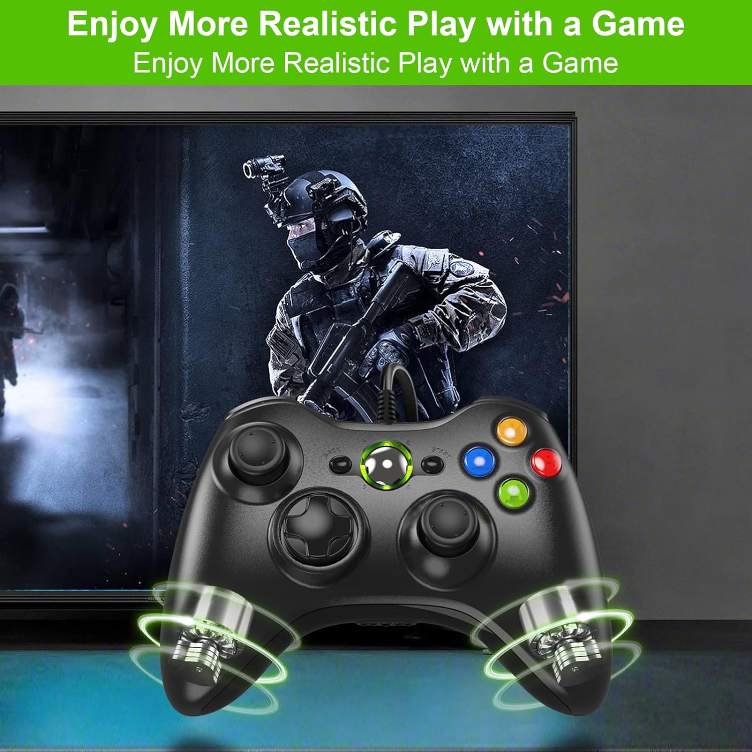 Gamepad Diswoe PC e Xbox360 Preto Gamepad Controladores Gaming