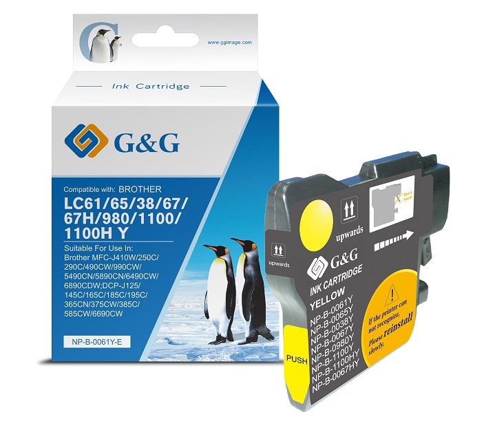 Tinteiro Compatvel G&G Brother LC980/LC1100 Amarelo 1