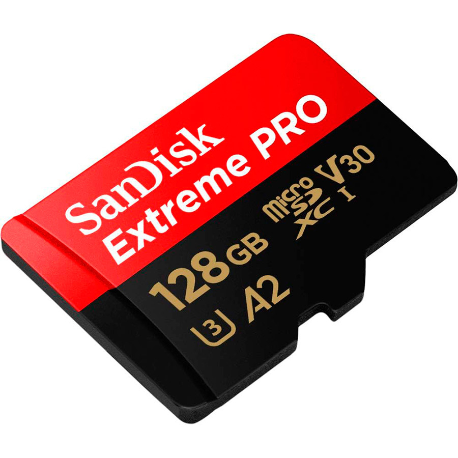 Carto de Memria SanDisk Extreme Pro UHS-I C10 U3 V30 A2 microSDXC 128GB + Adaptador SD 3
