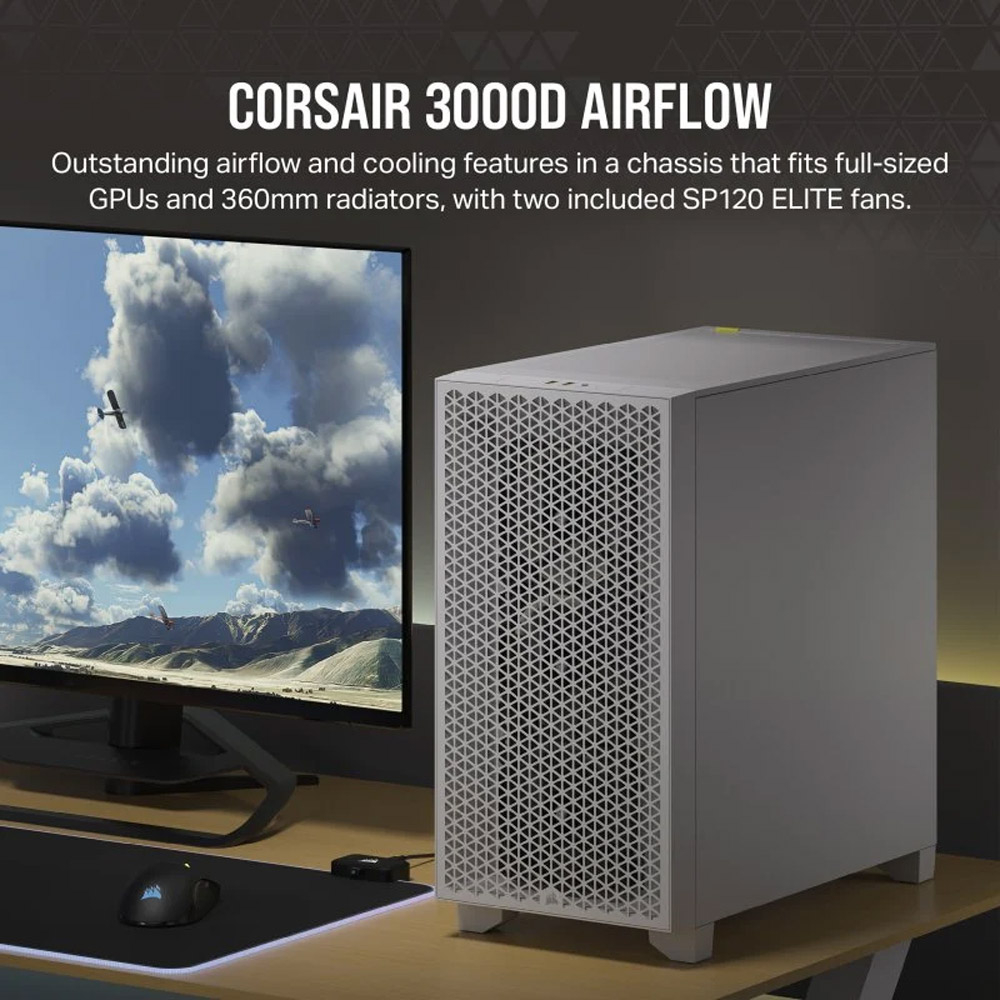 Caixa ATX Corsair 3000D Airflow Vidro Temperado Branca 4