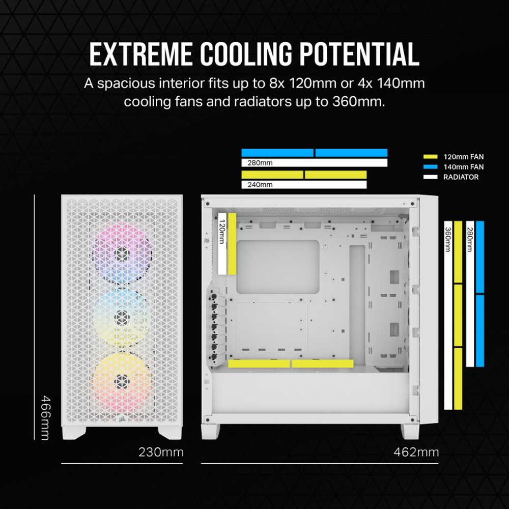 Caixa ATX Corsair 3000D Airflow RGB Vidro Temperado Branca 4