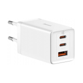 Carregador Baseus GaN5 Pro Dual USB-C + USB-A 65W Fast Charger Branco + Cabo USB-C 100W 1m image