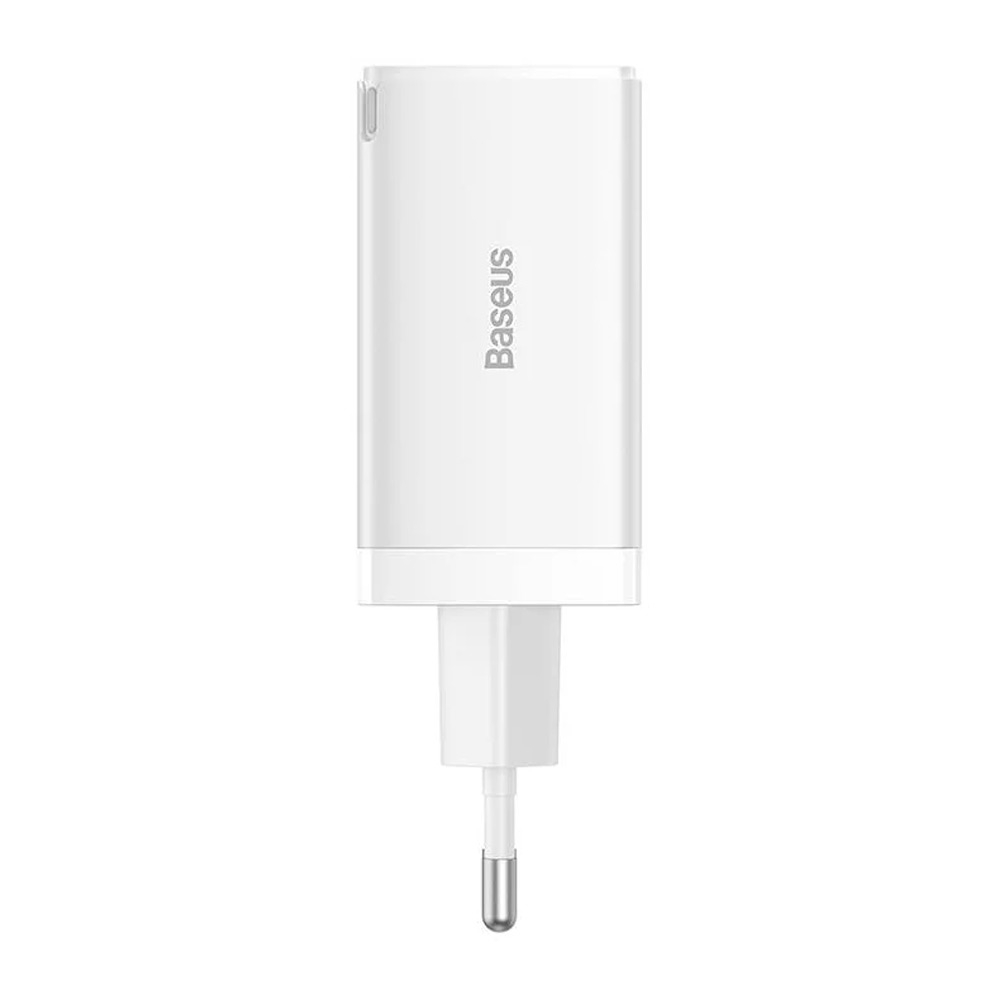 Carregador Baseus GaN5 Pro Dual USB-C + USB-A 65W Fast Charger Branco + Cabo USB-C 100W 1m 3