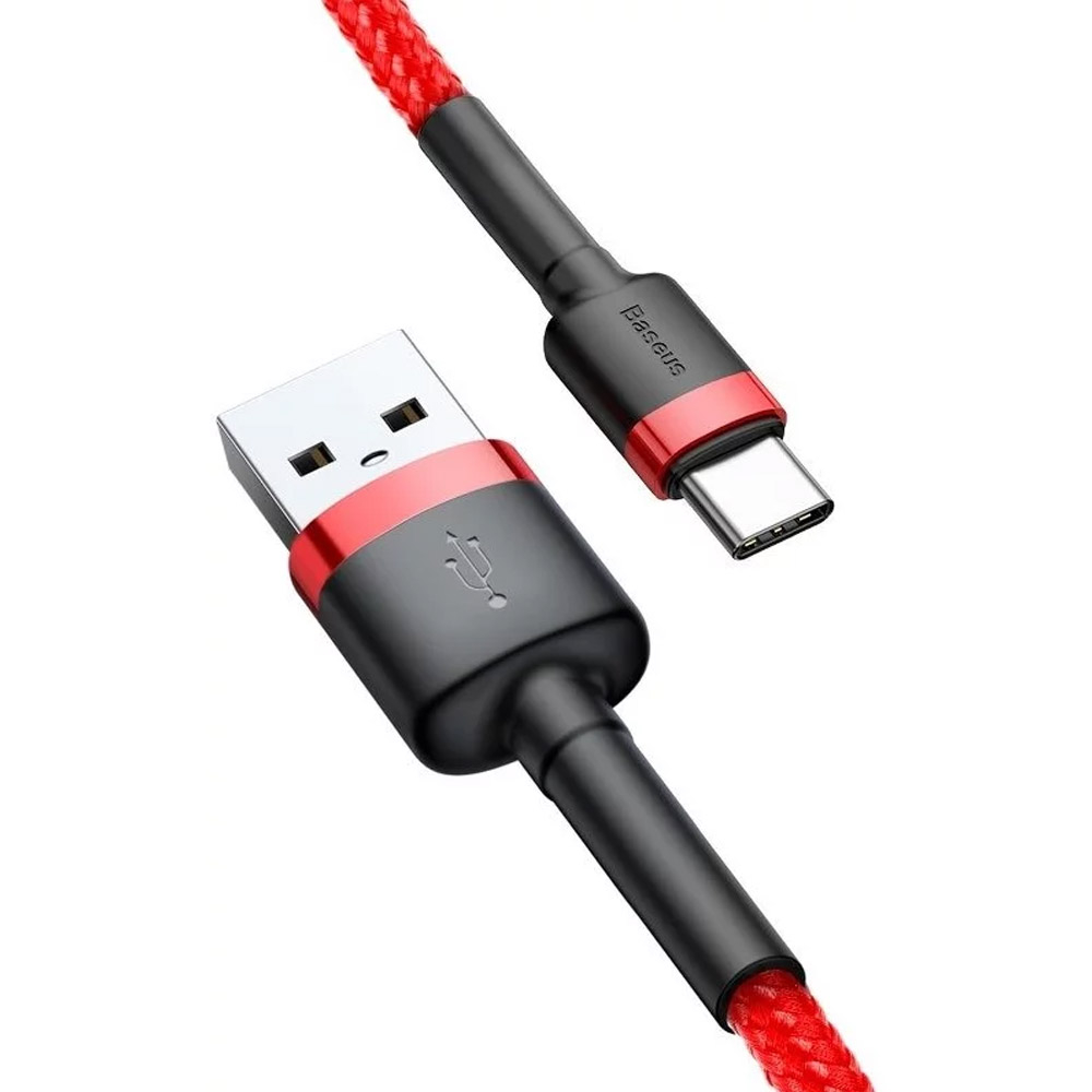 Cabo Baseus Cafule USB-A p/ USB-C 3A 1m Vermelho 2