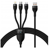 Adaptador Baseus Flash Series USB-A 3-em-1 (Lightning + USB-C + MicroUSB) PD 100W 1.2m Preto image