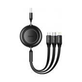 Adaptador Baseus Bright Mirror 2 Retrátil USB-A 3-em-1 (Lightning + USB-C + MicroUSB) 1.1m Preto image