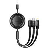 Adaptador Baseus Bright Mirror 2 Retrátil USB-A 3-em-1 (Lightning + USB-C + MicroUSB) 1.1m Preto image