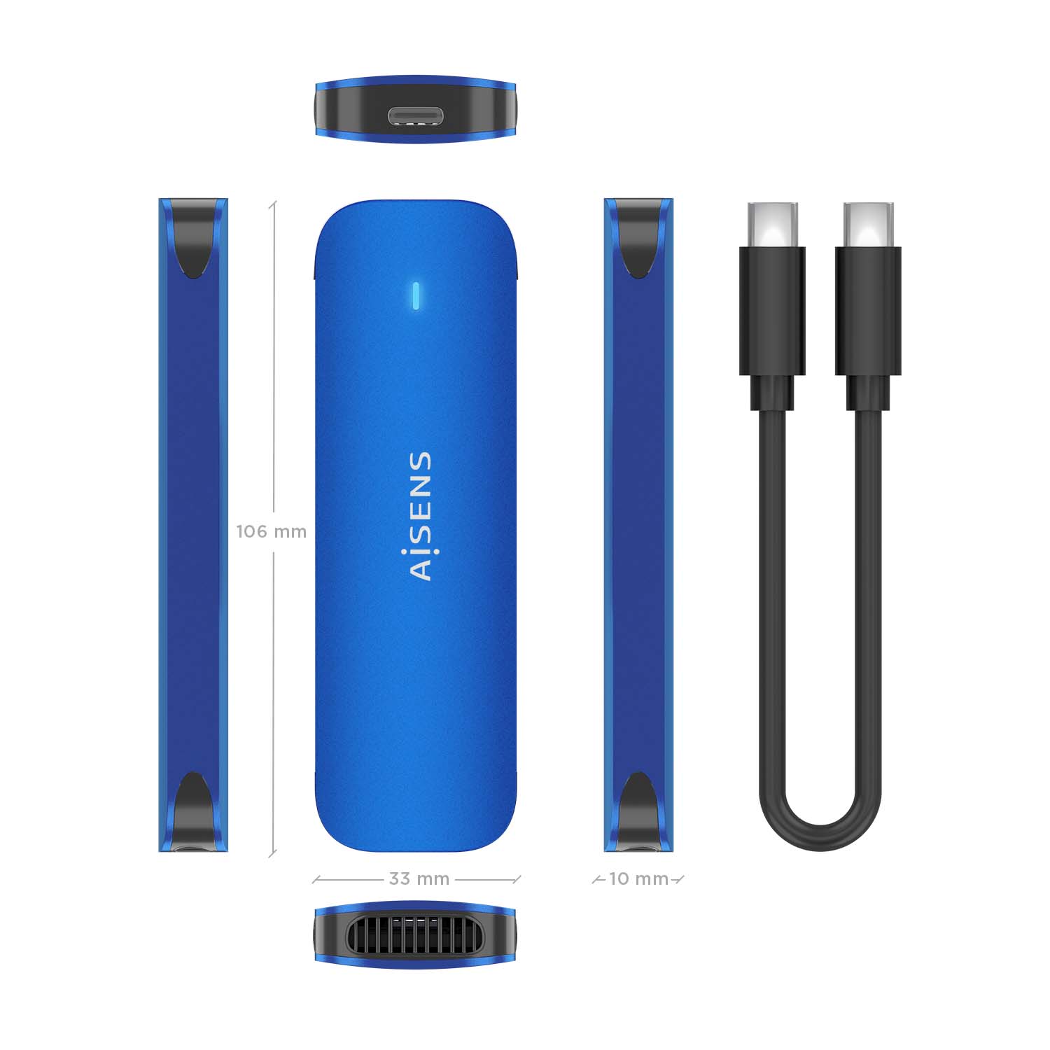 Caixa Externa Aisens M.2 ASM2-024B para SSD M.2 NVME USB 3.2 Azul 4