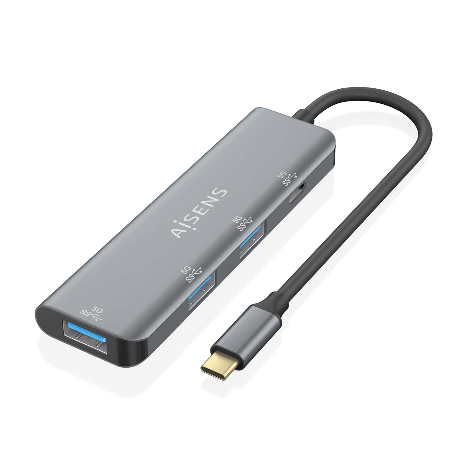 Hub USB-C 3.2 Aisens de 3 Portas USB-A e 1 Portas USB-C, Cinza 1