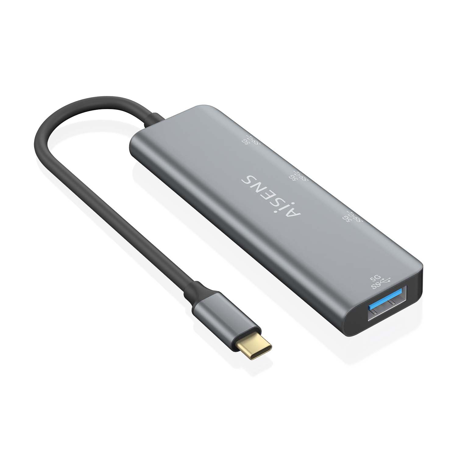 Hub USB-C 3.2 Aisens de 3 Portas USB-A e 1 Portas USB-C, Cinza 2