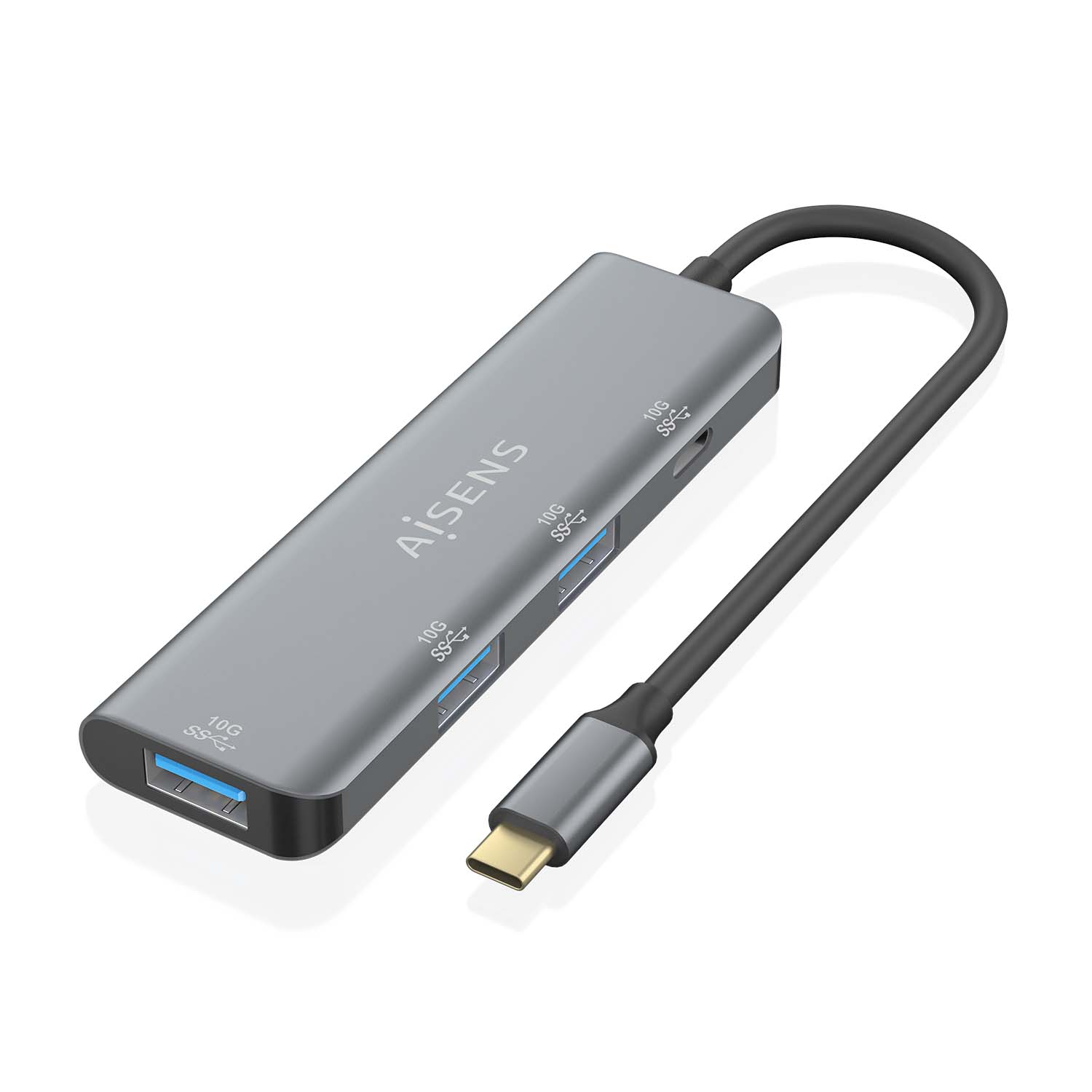 Hub USB-C 3.2 10G Aisens de 3 Portas USB-A e 1 Portas USB-C, Cinza 1