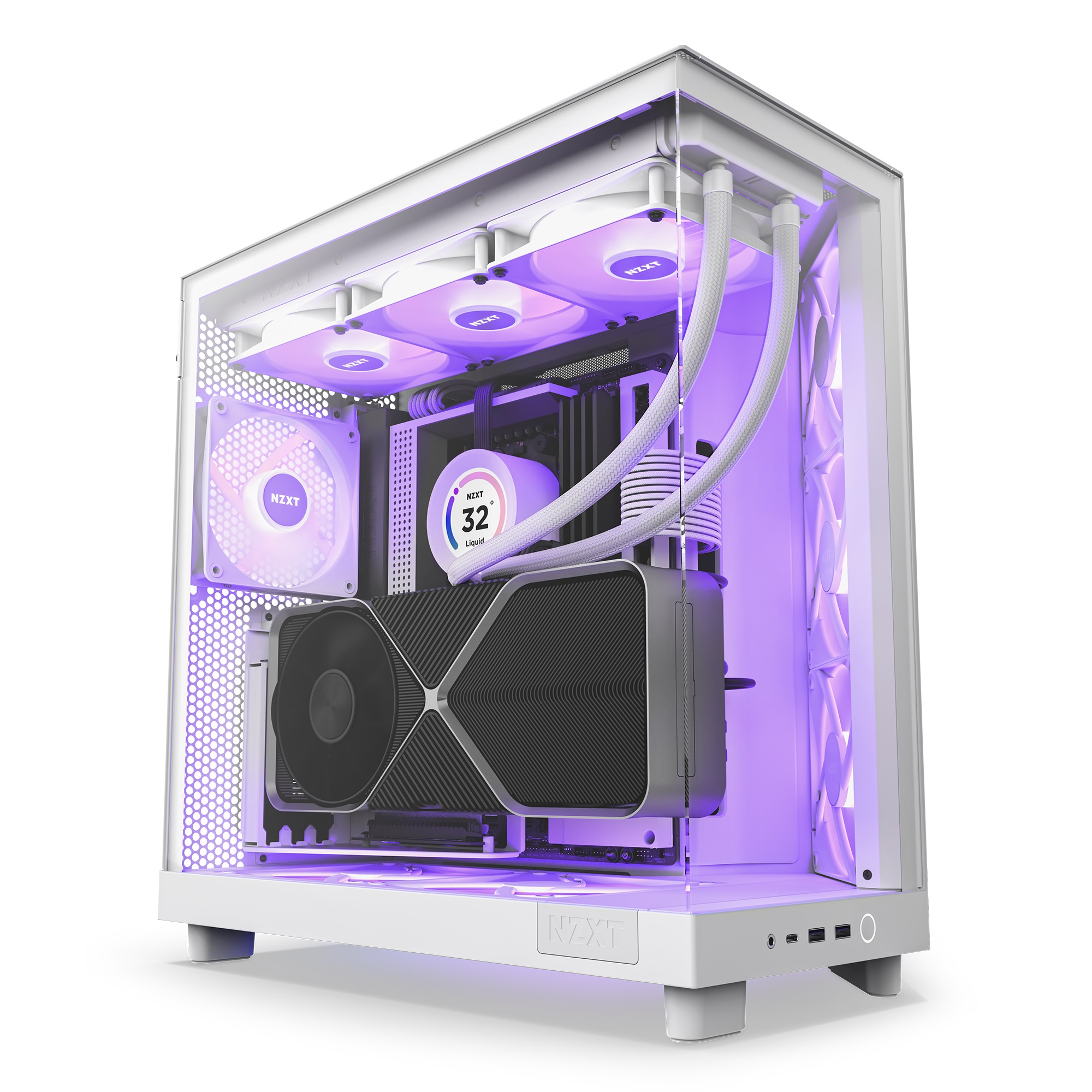 Caixa ATX NZXT H6 Flow RGB Branca Vidro Temperado 1