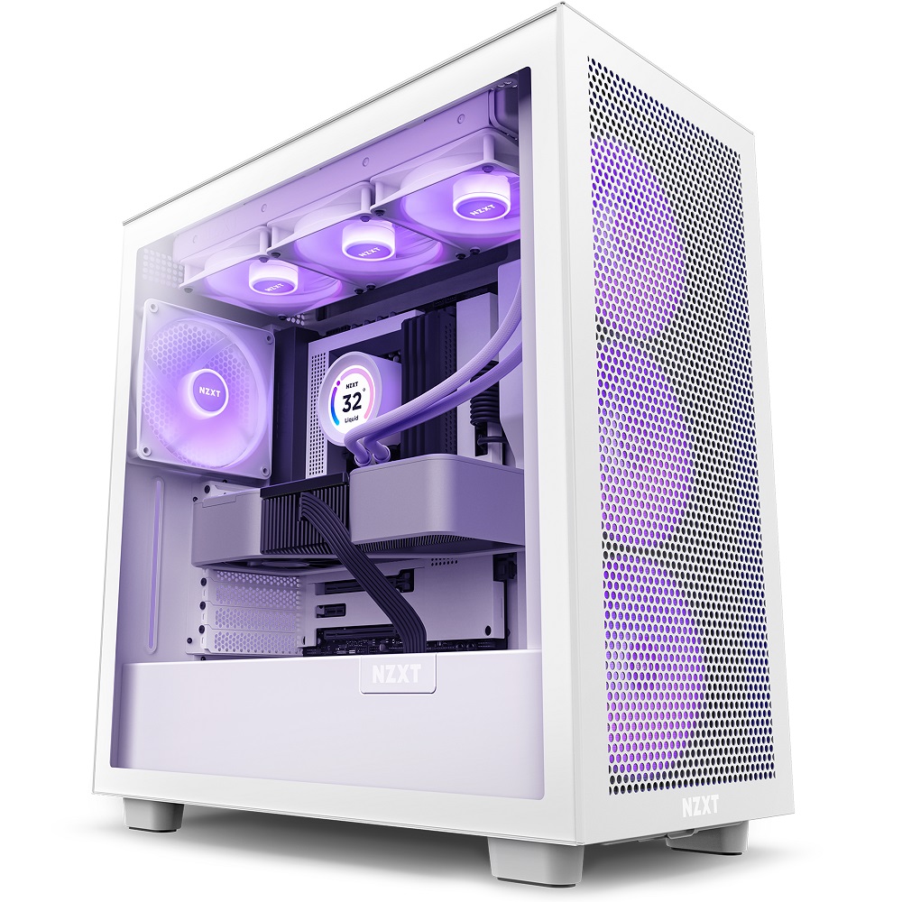 Caixa ATX NZXT H7 Flow RGB Branca Vidro Temperado 1