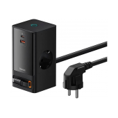 Carregador Baseus PowerCombo Dual AC + USB-C + USB-A 65W Preto image